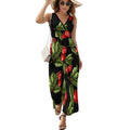 maxi imprimée cerises pour femme, robe sans manches